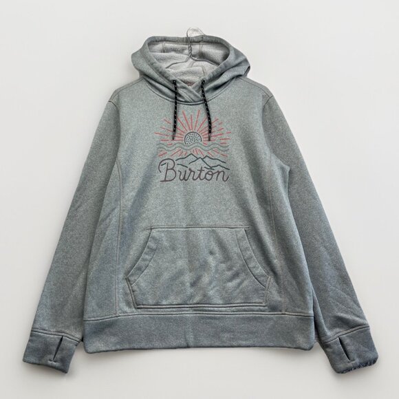 Burton Hoodie Sweatshirt Men's Size Medium Gray Mountain / Sun Rise Doodle Read - Picture 1 of 15